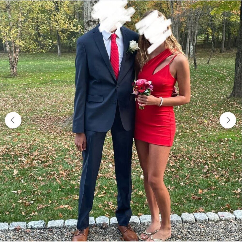 Lena Red Asymmetrical One Shoulder Mini Dress Size Small Homecoming Formal - Picture 4 of 4